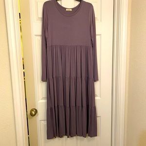 Large Lavender Modest Long Sleeve Dress ODDI